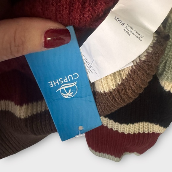 NEW Cupshe Striped Multicolor Women's Sweater Size Medium - Picture 3 of 8